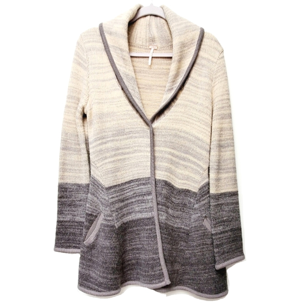 Free People Ombre Cardigan Coat Wool Blend Pockets Size S